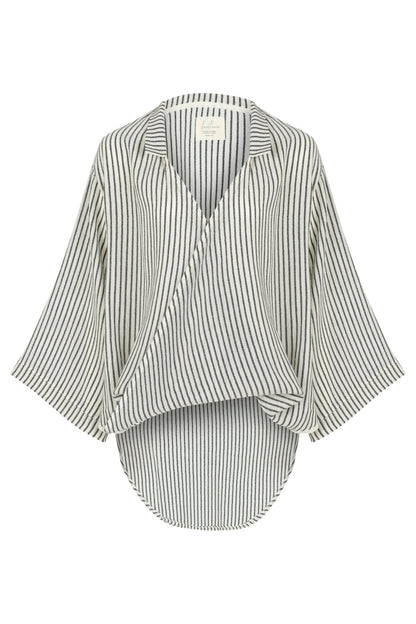 Sade Surplice Blouse - Black Stripes. Website exclusive · Ships direct!