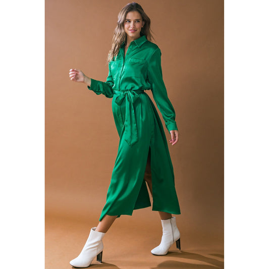 IT'S YOUR PLACE WOVEN LONG SLEEVE MIDI DRESS. Website exclusive · Ships direct!