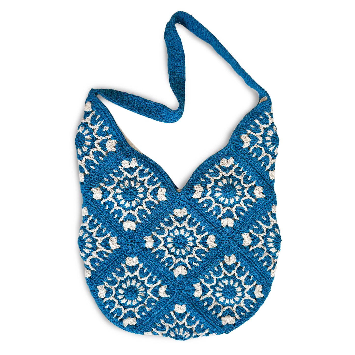 Teal Blue Macrame Shoulder Bag
