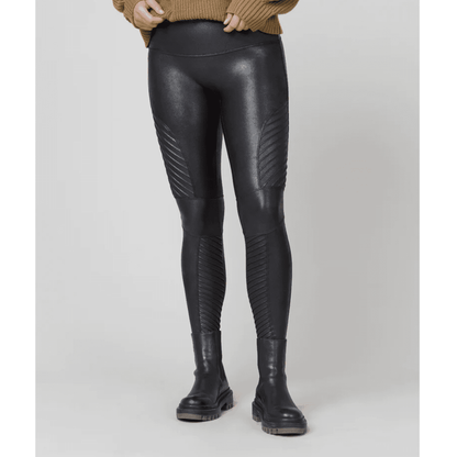 Spanx Black Faux Leather Moto Pants