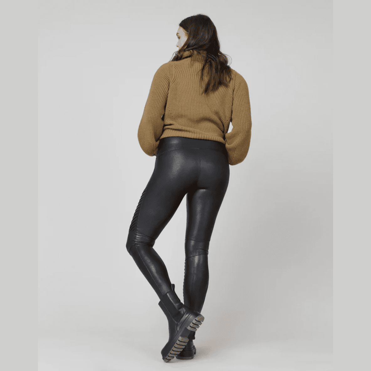 Spanx Black Faux Leather Moto Pants
