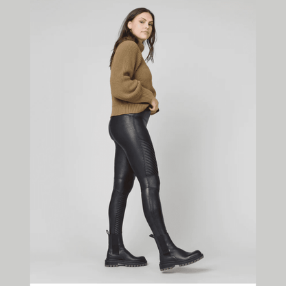 Spanx Black Faux Leather Moto Pants - Jaunts Boutique 