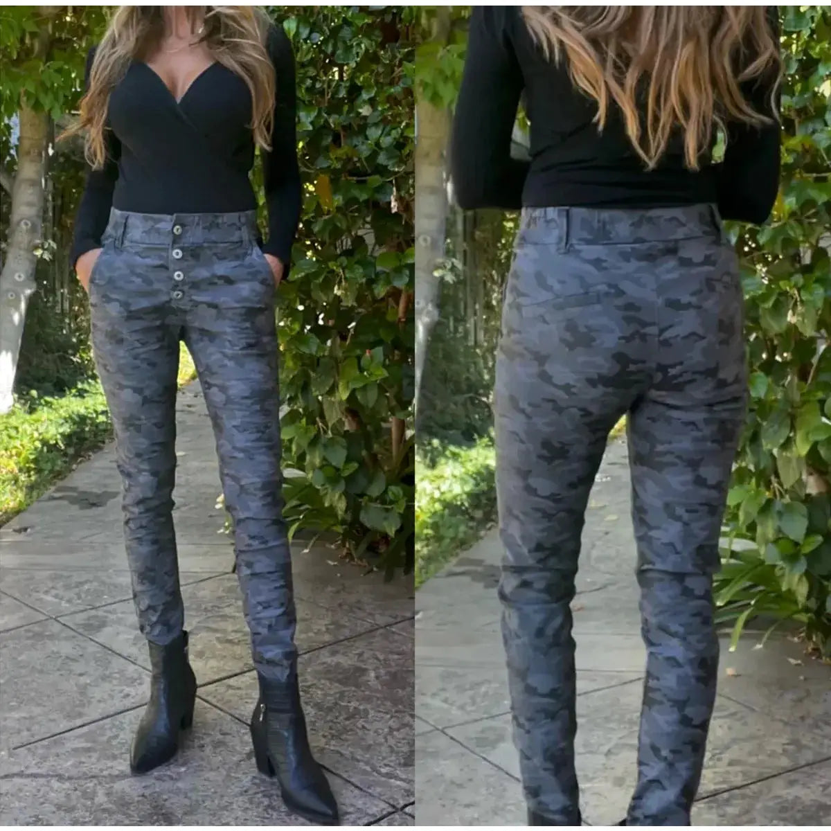 Bevy Flog RONIT Grey Camo Buttons Pants